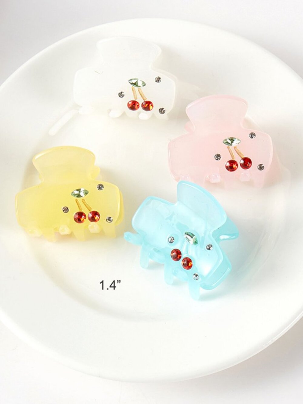 4 Cherry Accent Mini Hair Claw Clip Set (Set of 4) - Picture 2 of 2
